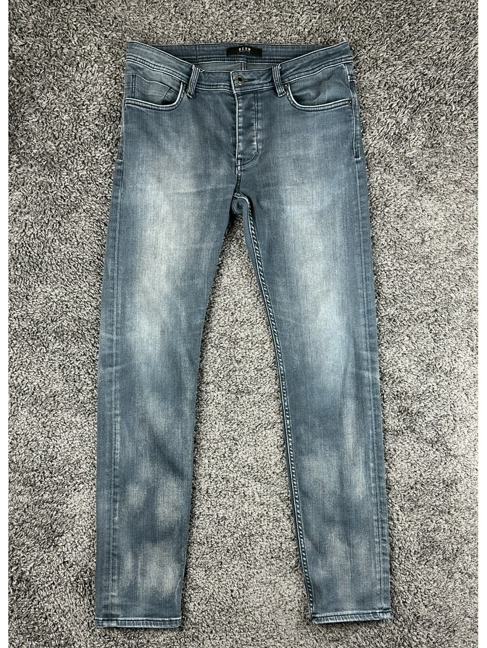 NEUW Denim Mens Iggy Skinny Jeans 31x32 Washed Gray Button Fly Cotton